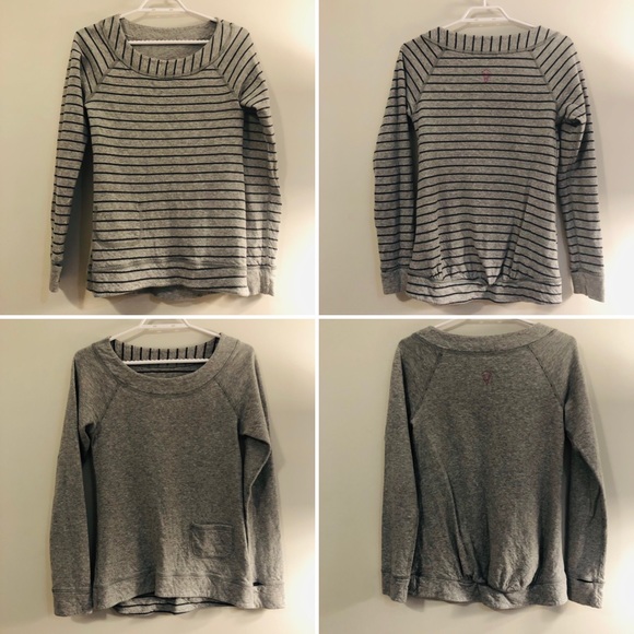 Lululemon Ivivva Gray White Striped Reversible Top